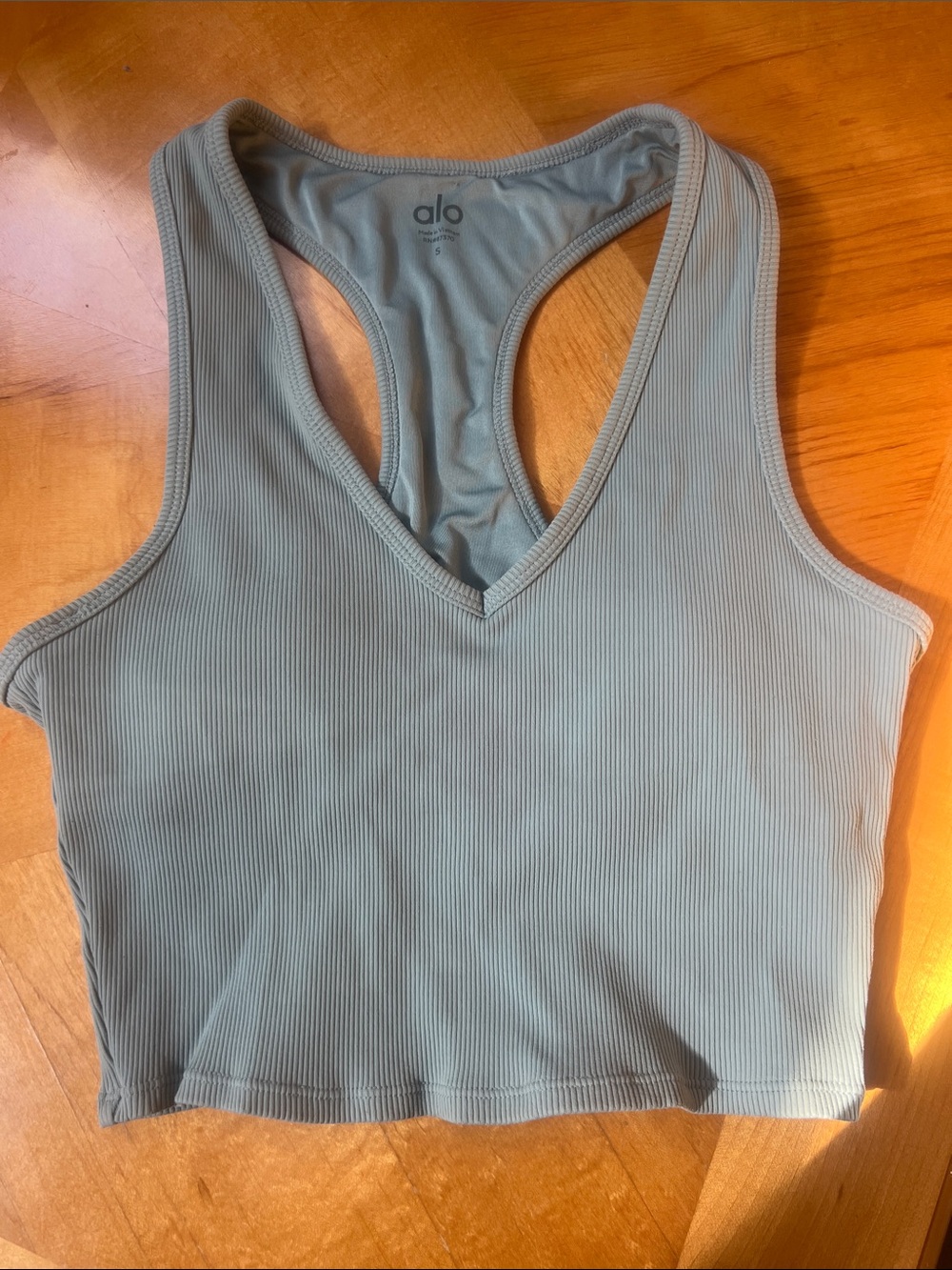 ALO Yoga Ribbed V-Neck Racerback Crop Tank - Sage